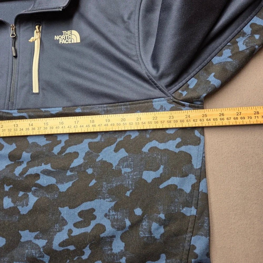 The North Face Mens XL Tech 1/4 Zip Camo Blue Navy Sweatshirt NFOA3RT2